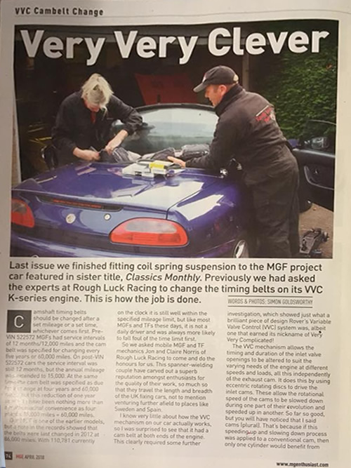 MG Enthusiast April 2018 Timing Belt Change Article