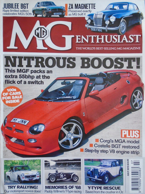 Jon's 'Rough Luck' as featued on the cover of MG Enthusiast Magazine, July 2010.