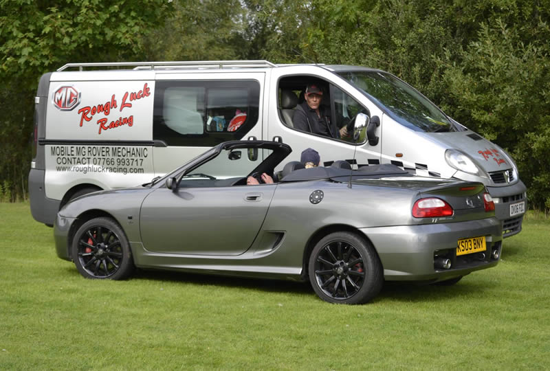 Claire's MGTF and the trusty Rough Luck Racing van at MG's in the Park in Oxfordshire